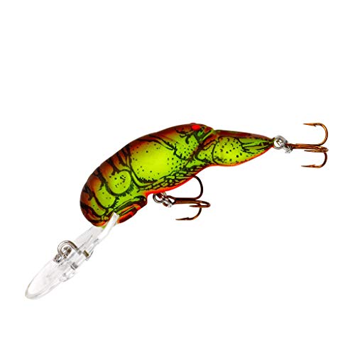 Crawfish Crankbait Fishing Lure - Chartreuse/Brown Back - 4-5 ft Depth