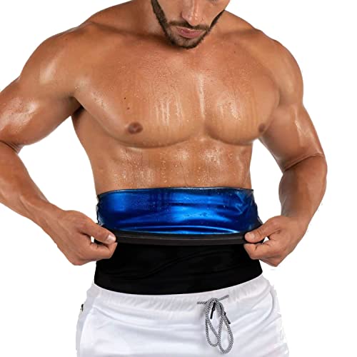 Waist Trainer Sweat Belt for Men - Sauna Slimming Belt - Deep Blue / Large-X-Large