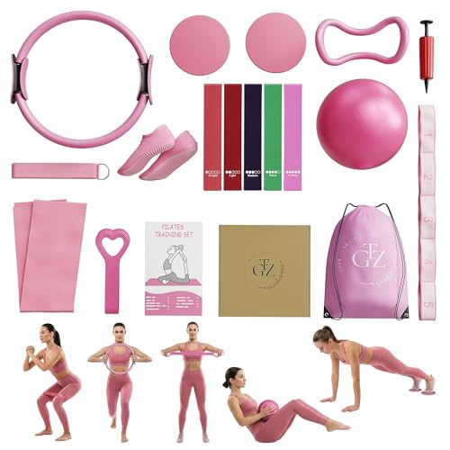 18-Piece Pilates Equipment Set - Home Workout Kit - Pink