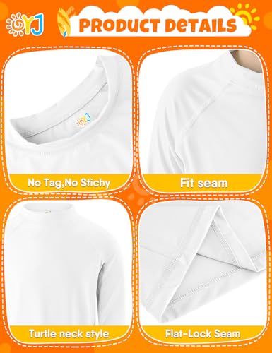 OYJ Toddler Boys White Long Sleeve Rash Guard Swim Shirt UPF 50 SPF 4T