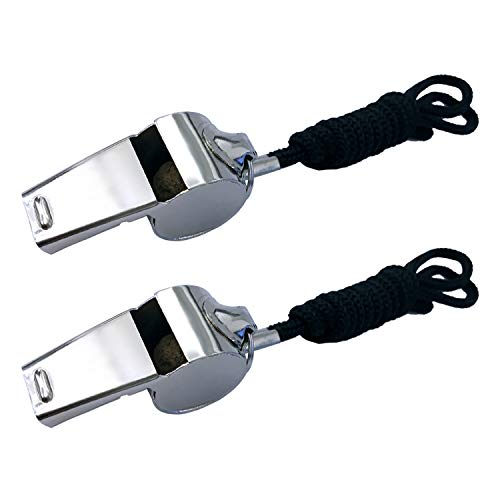 Stainless Steel Whistles with Lanyards - Loud Coach & Referee Whistle - 2pcs