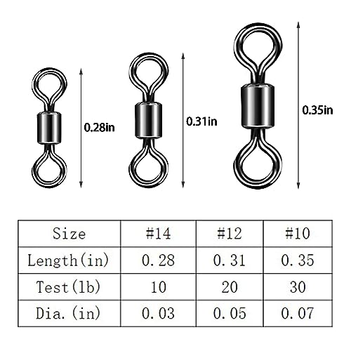 Micro Fishing Swivels - Lightweight 60 Pack Combo in 3 Sizes
