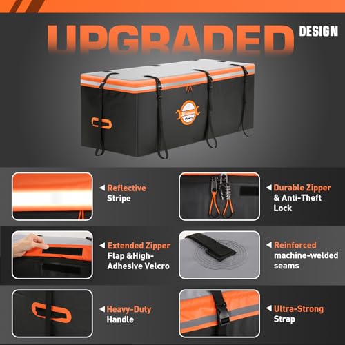 20 Cu Ft Waterproof Hitch Cargo Carrier Bag with 8 Straps