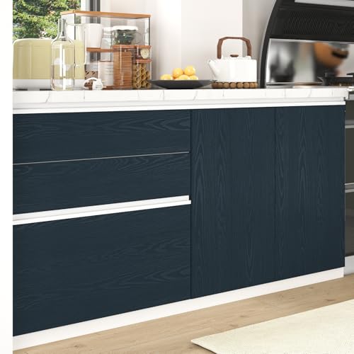 Wallercity Dark Blue Wood Wallpaper Peel and Stick Countertops Navy Blue Wood Grain Contact Paper for Cabinets Kitchen Vinyl Self Adhesive Waterproof Wall Paper for Desk Dresser Table 15.8''x78.7''