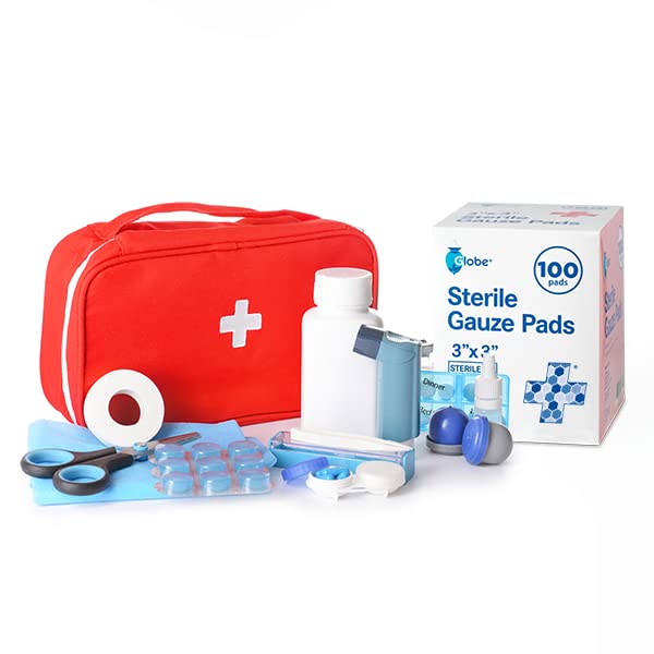 Globe Sterile Gauze Pads 3x3 Inches, 12-Ply Cotton, Individually Packaged, 100 Count