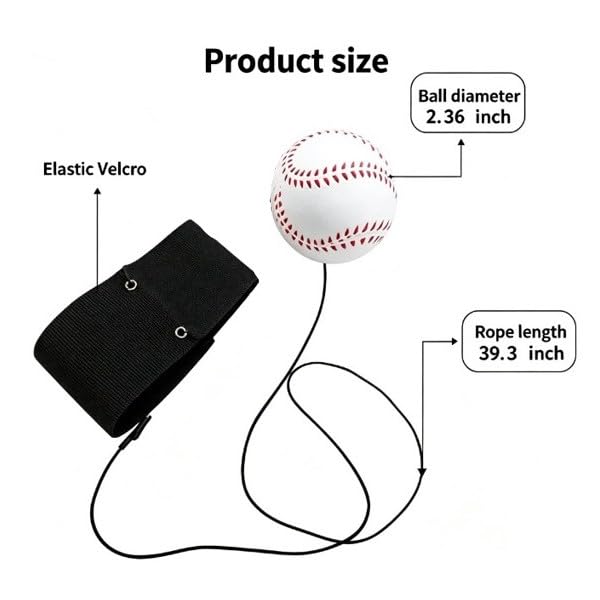Baseball Training Wrist Ball with Adjustable Wristband