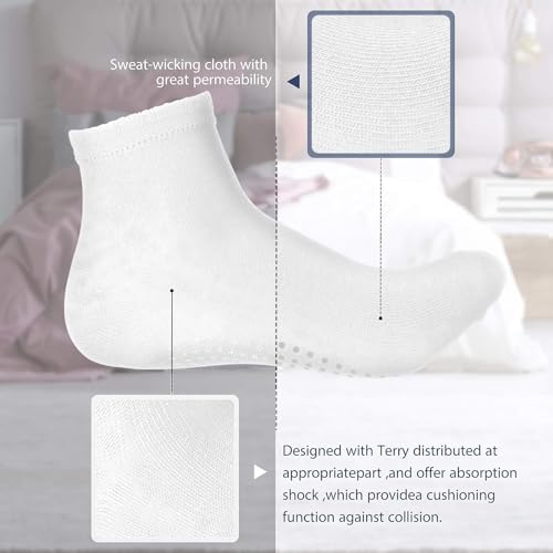 Non-Slip Grip Socks for Men & Women - 5 Pairs - White