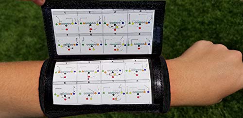 Youth Football Wristbands - QB Playbook Wrist Coach, 5 Pack - Black