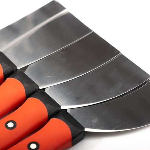 5Pcs Metal Putty Knife Set Spackle Knife Tool Knives Spackling Knife No Rusting For Repairing Drywall Removing Wallpaper Mud Applying Putty Plaster Cement Adhesive