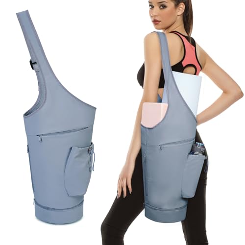 Yoga Mat Bag with Waterproof Pocket & Adjustable Strap - Blue
