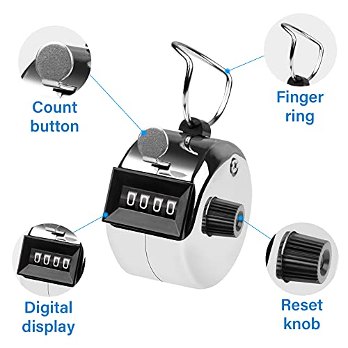 4-Digit Hand Tally Counter - Durable Metal Clicker - 1 Piece