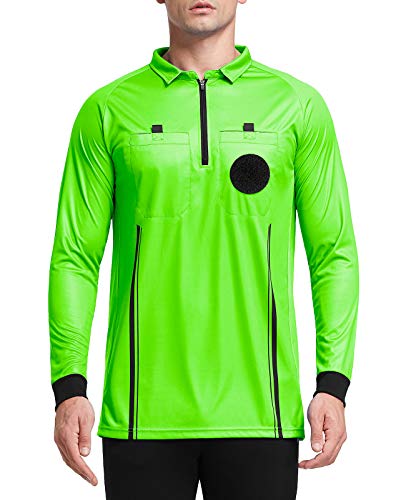 FitsT4 Sports Pro Soccer Referee Jersey Long Sleeve Shirt Medium Green