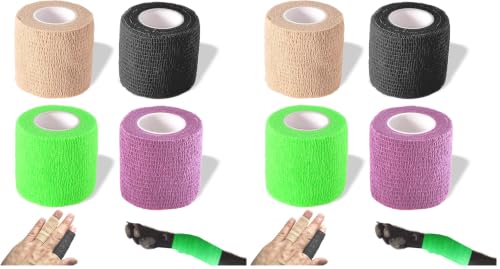 AMAHOMESA 2 Inch Self-Adherent Cohesive Bandage Wrap - 8 Pack for Sports & First Aid