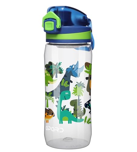 Kids Water Bottle - Leak Proof Flip-Top Lid, 17oz - Transparent Dinosaur