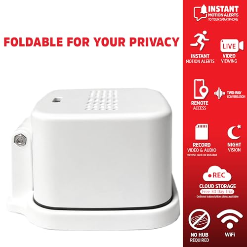 Energizer Smart Wi-Fi Indoor Security Camera, 1080P Full HD with Motion Alerts, Two-Way Communication, App Access, Cloud or SD Storage, Foldable Design for Privacy, 2.4Ghz Wi-Fi