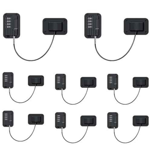 8 pcs Refrigerator Lock Fridge Freezer Door Lock with 4 Digit Lock Password, Mini Proof Door Lock for Kitchen Refrigerator, No-Drill Cabinet Locks for Windows,Closets,Drawers Doors(Black)