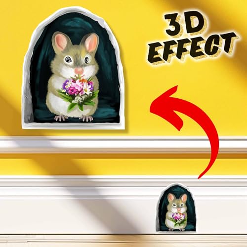 Mouse Reading Book, Wall Decor Sticker Decal, Kids Room, Classroom, Home, Bedroom, Bookcase, Book Lover, of Mice and Men, Children, Adorable, (Mouse Flowers)