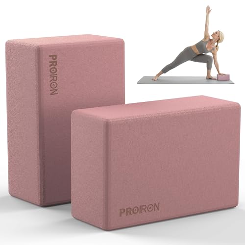 Yoga Blocks 2 Pack - High Density EVA Foam - Smoky Pink
