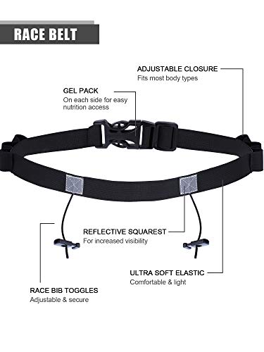 Race Number Belt with 6 Gel Loops for Running & Triathlon