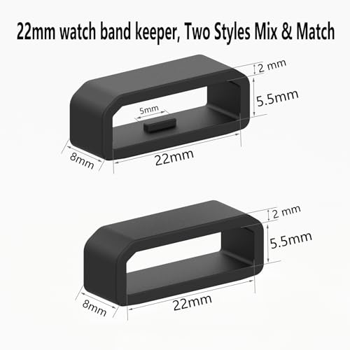 22mm Silicone Watch Band Keeper Loops - 8 Pack Replacement Rings
