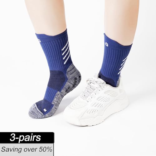 Anti-Slip Sports Socks for Men & Women - Medium Navy, 3 Pairs