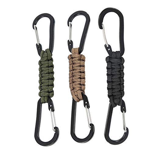 Heavy Duty Paracord Keychain Carabiner Clips - 5 Pack