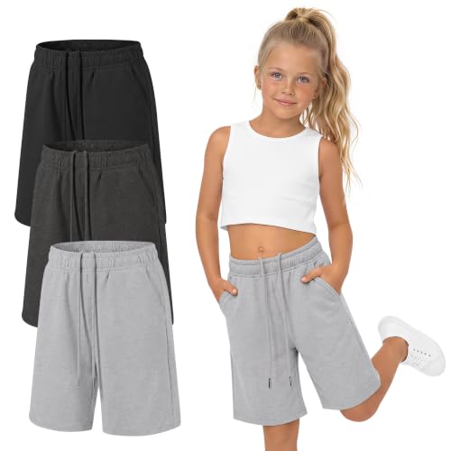 3 Pack Girls Athletic Shorts with Pockets - Summer Playwear
