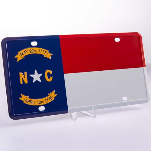 North Carolina State Flag License Plate - Embossed Aluminum - 6"x12"