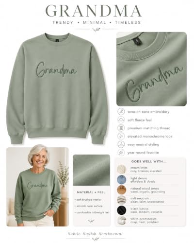 Large Grandma Embroidered Sweatshirt - Cozy Gift for Grandma