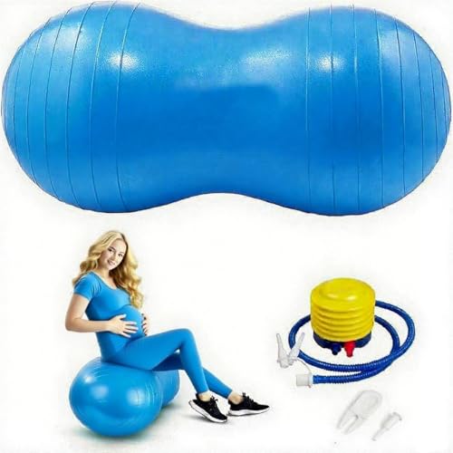 Blue Peanut Shape Exercise Ball 90x45cm Anti-Burst Fitness Yoga & Therapy