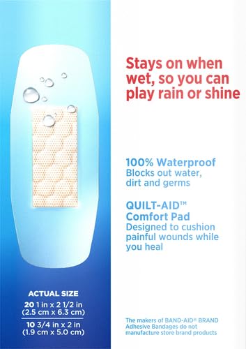 Waterproof Adhesive Bandages - 30 Piece Assortment for Minor Wounds