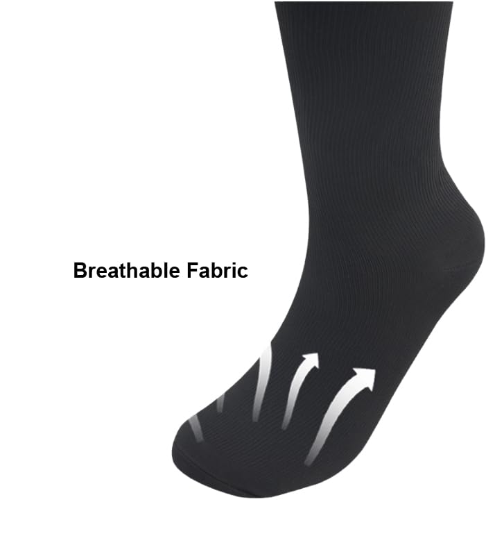 Zipper Compression Socks - Medical Knee-High Support L-Black
