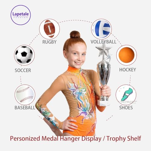 Non-Slip Medal and Trophy Display Shelf with Hooks - 16"