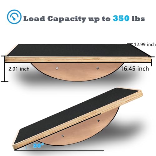 Wooden Wobble Balance Board - Anti-Slip - Black