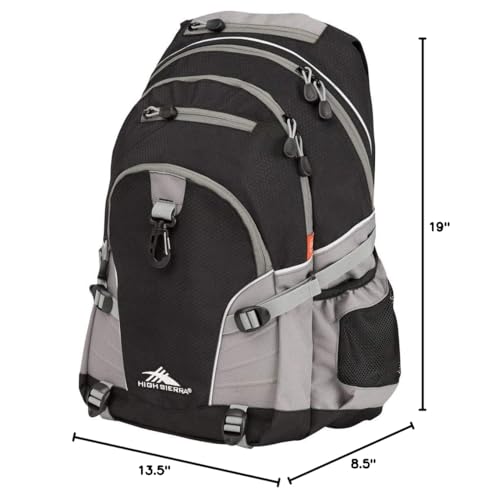 High Sierra Loop Backpack with Tablet Sleeve - Travel & Work Bookbag, Black/Charcoal, One Size