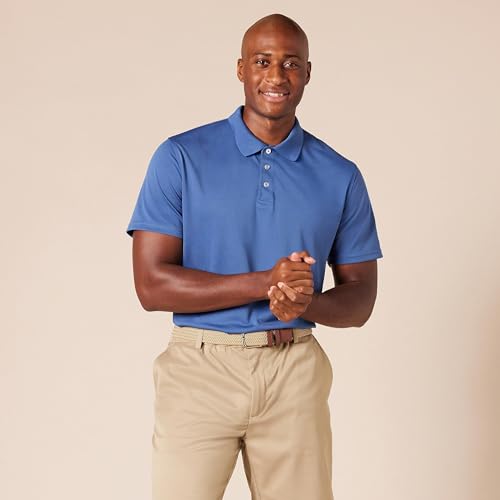 Men's Slim-Fit Quick-Dry Golf Polo Shirt - Recycled Polyester, Blue, Medium