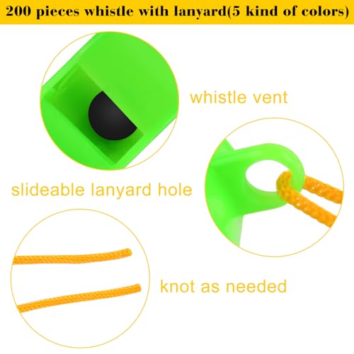 5-Piece Loud Plastic Emergency Whistle Set with Lanyards - Colorful