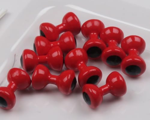 Weighted Lead Eyes - Painted Dumbbell Eyes for Streamers - Red Medium