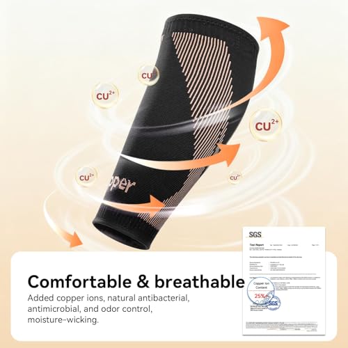 Copper-Infused Calf Compression Sleeves - Black, X-Large