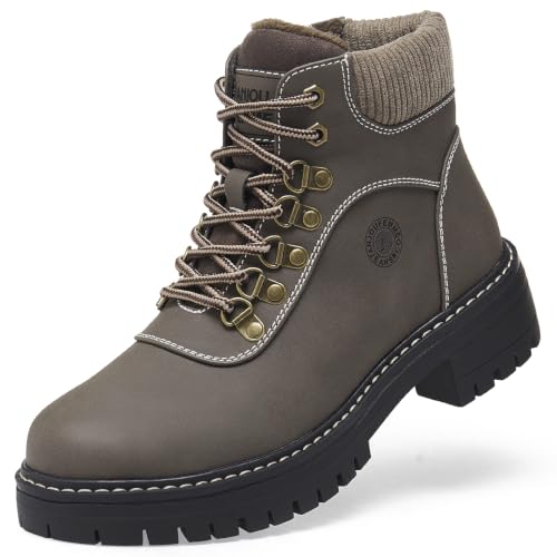 ANJOUFEMME Women's Winter Snow Hiking Boots 6.5 / 115 Zip Brown Lightweight Warm Shoes