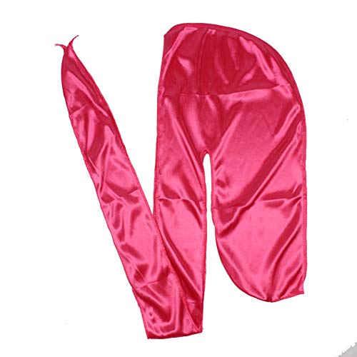 Silk Durag for Men with Long Straps - Hot Pink