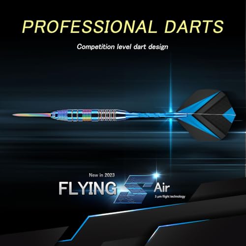 Trecynd Blue Metal Tip Darts Set with Aluminum Shafts & Extra Flights - 22g Professional Steel Tip Darts for Beginners & Pros