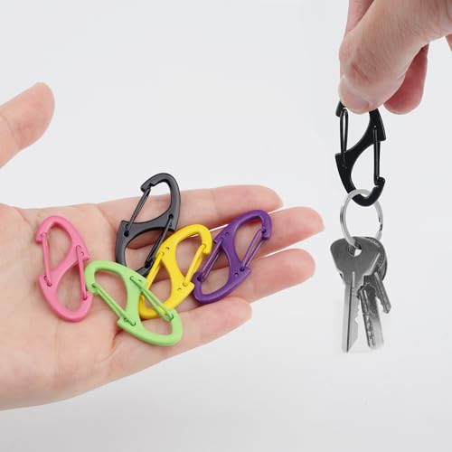 Mini Dual Wire Gate Carabiner Clips - 10 Pack, Mixed Colors