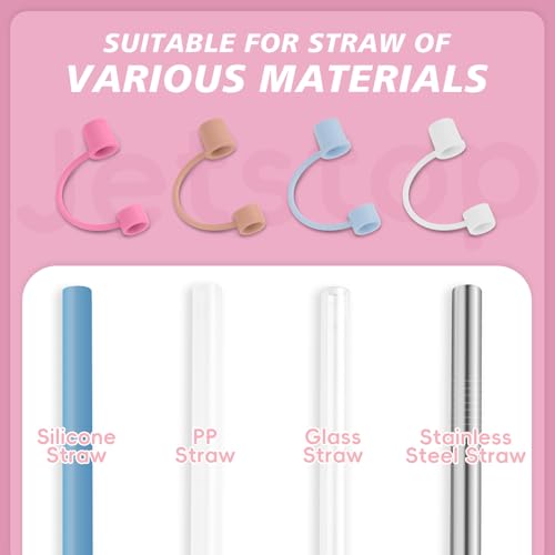 8-Piece Silicone Straw Cover Caps for Hydro Flask Tumblers - Blue/Pink/Brown/White