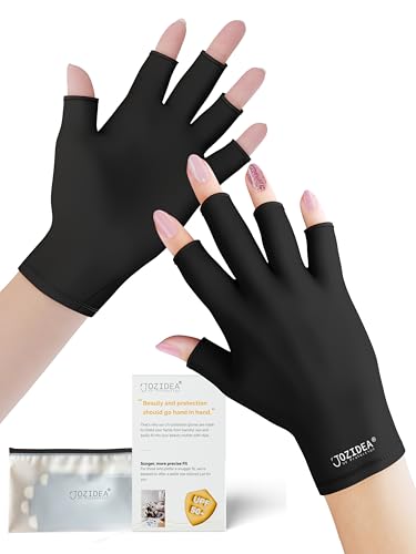 UV Protection Gel Manicure Gloves - Black, Regular Size