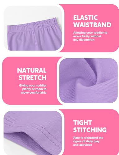Baby Girls Cotton Bike Shorts - 6 Pack - Black, Pink, Purple, White, Mint, Yellow - Soft & Thickened