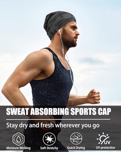 Simapu 3-Pack Camo Skull Caps - Summer Beanies for Men & Women, Black, Grey Variants