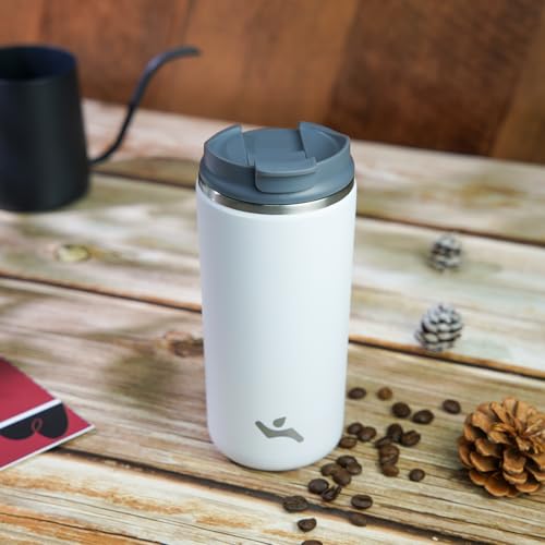 Insulated Travel Coffee Mug with Lid - Beige, 12oz