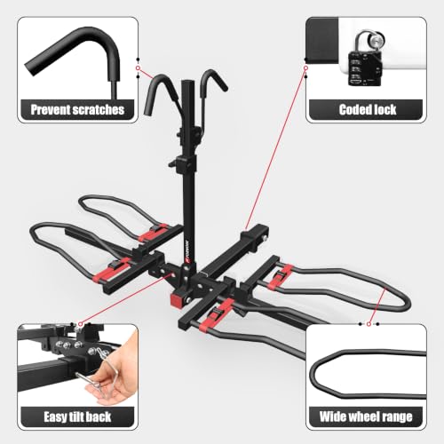 Heavy-Duty Bike Rack for Car - 2-Bike Hitch Mount, 200 LB Capacity