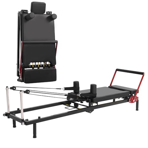 Pilates Reformer Machine - Foldable, Adjustable Resistance, 330lbs